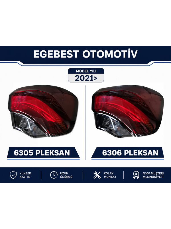 Fiat Egea 2021> Stop Lambası Sağ-Sol Takım Dış Duysuz Ledli 52157298-52157304 6305-6306 PLEKSAN