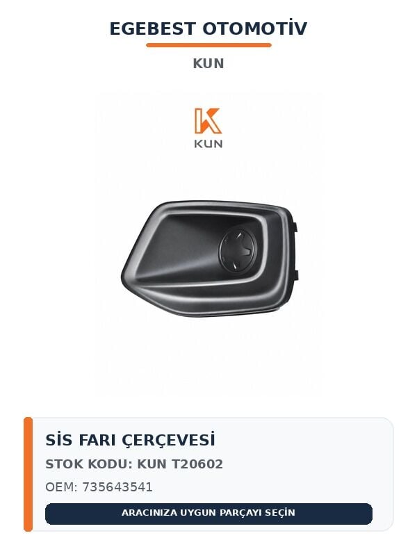 Fiat Fiorino 2016 Sonrası Sağ Sis Farı Kapağı Sissiz KUN T20602 735643541 KUN